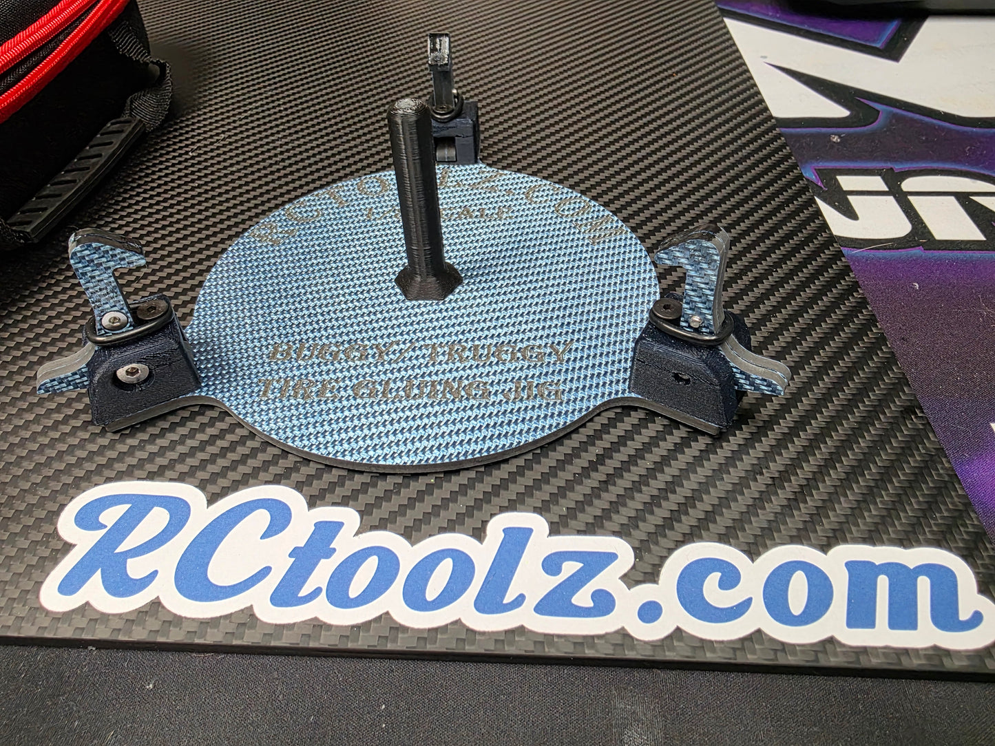 1/8 Scale Carbon Fiber Buggy Tire Gluing Jig (Blue)